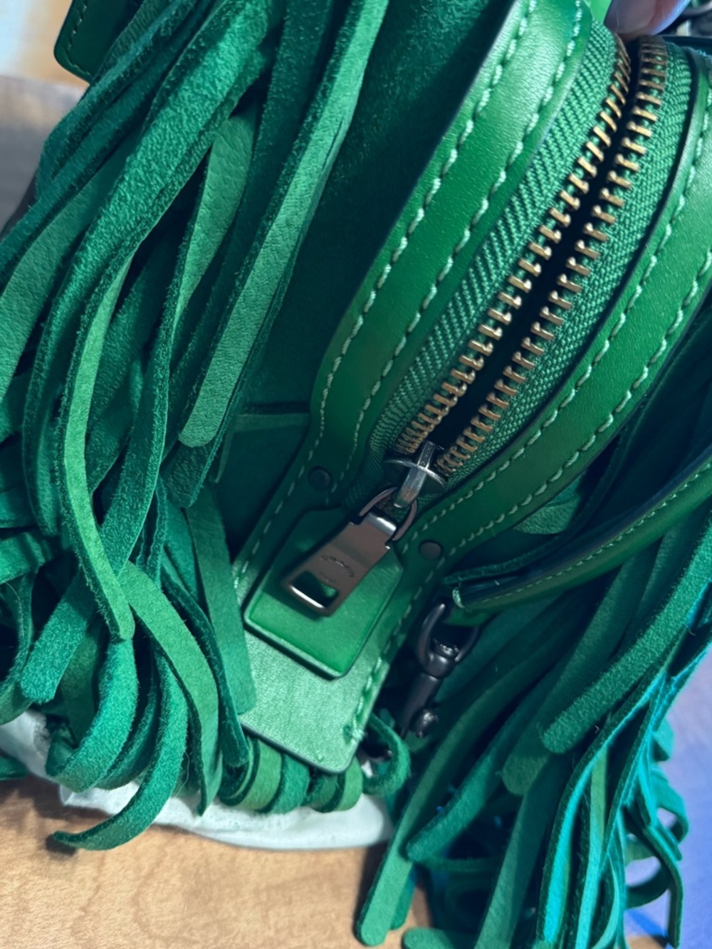 Coach Green Suede Fringe Rouge 25 EXTREMELY RARE!!! NWT! - Picture 7 of 15